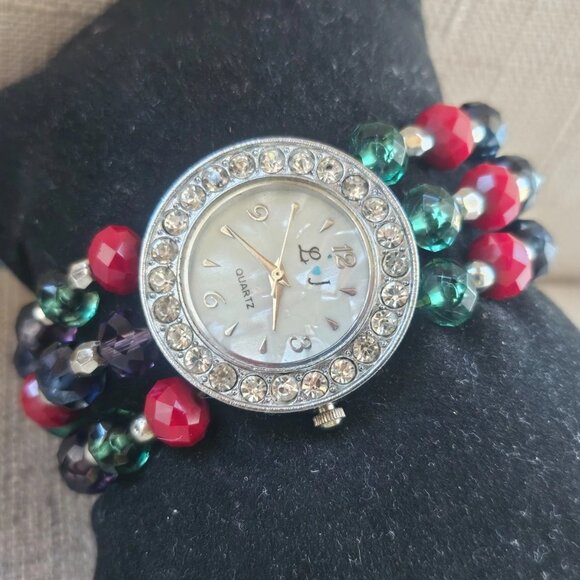 Holidays Season Theme Wristwatch Multi Color Beads Bracelet Analog Quartz Watach - Picture 3 of 11